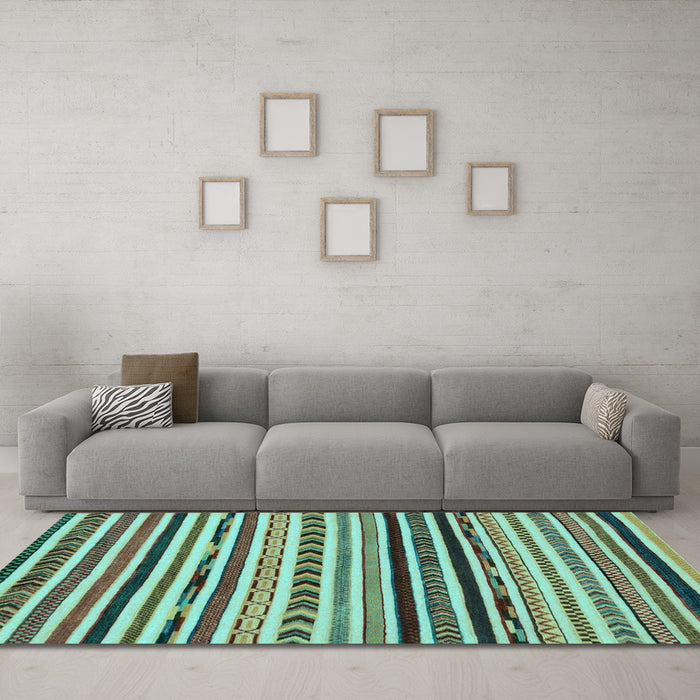 Machine Washable Oriental Light Blue Modern Rug in a Living Room, wshabs2318lblu