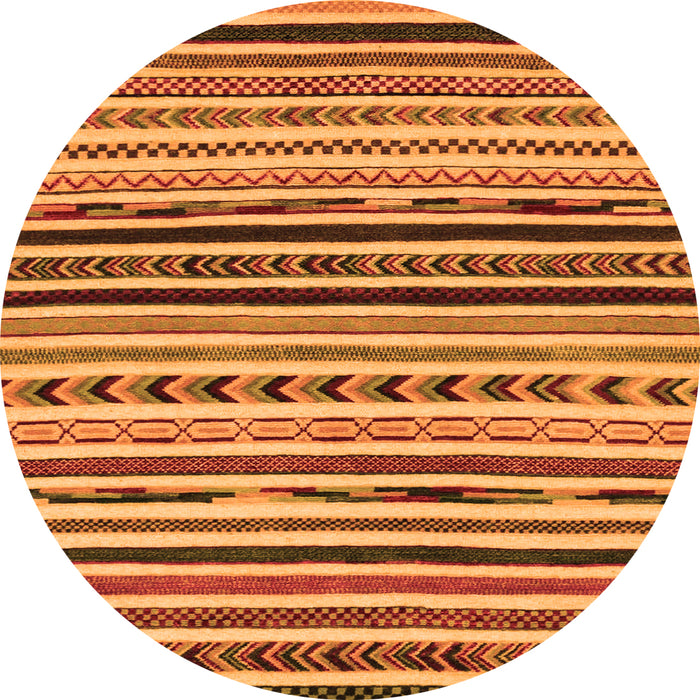 Round Machine Washable Oriental Orange Modern Area Rugs, wshabs2318org