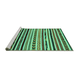 Sideview of Machine Washable Oriental Turquoise Modern Area Rugs, wshabs2318turq