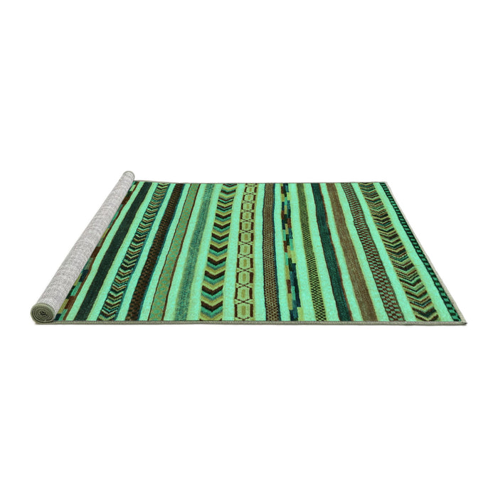 Sideview of Machine Washable Oriental Turquoise Modern Area Rugs, wshabs2318turq