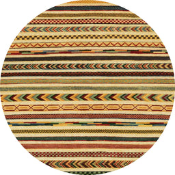 Round Machine Washable Abstract Orange Rug, wshabs2318