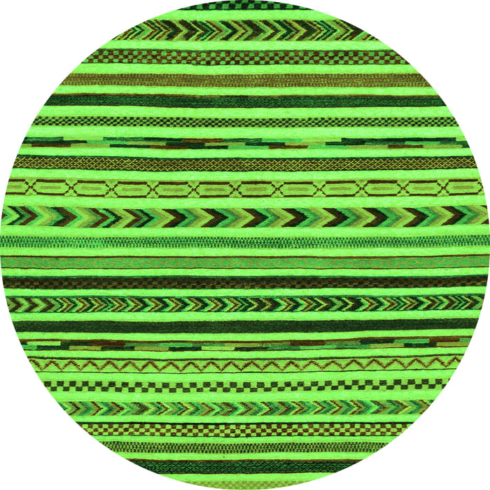 Round Machine Washable Oriental Green Modern Area Rugs, wshabs2318grn