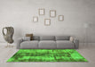 Machine Washable Oriental Green Modern Area Rugs in a Living Room,, wshabs2319grn