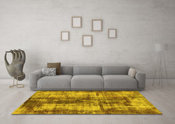 Machine Washable Oriental Yellow Modern Rug in a Living Room, wshabs2319yw