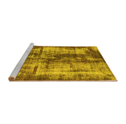 Sideview of Machine Washable Oriental Yellow Modern Rug, wshabs2319yw