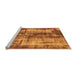 Sideview of Machine Washable Oriental Orange Modern Area Rugs, wshabs2319org