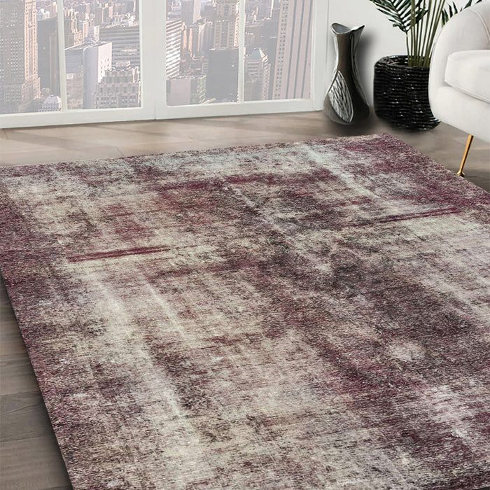 Abstract Rosy Purple Oriental Rug in Family Room, abs2319
