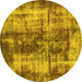 Round Machine Washable Oriental Yellow Modern Rug, wshabs2319yw