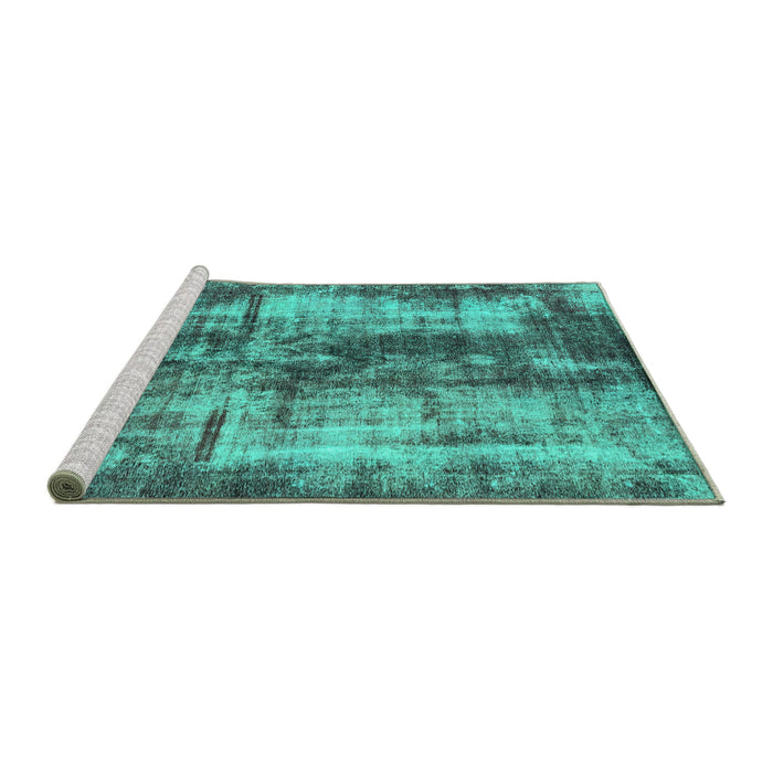 Sideview of Machine Washable Oriental Turquoise Modern Area Rugs, wshabs2319turq