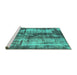 Sideview of Machine Washable Oriental Turquoise Modern Area Rugs, wshabs2319turq