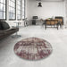 Round Abstract Rosy Purple Oriental Rug in a Office, abs2319