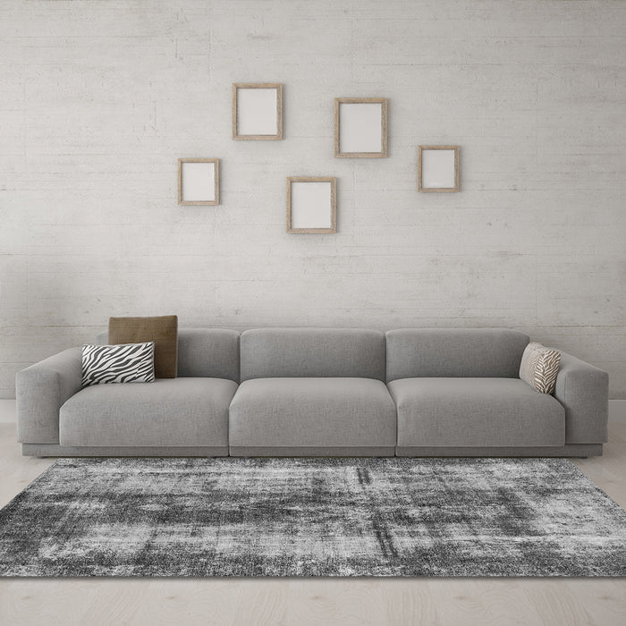 Machine Washable Oriental Gray Modern Rug in a Living Room,, wshabs2319gry