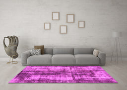 Machine Washable Oriental Pink Modern Rug in a Living Room, wshabs2319pnk