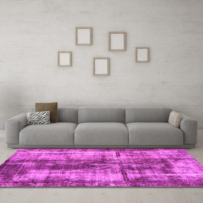 Machine Washable Oriental Pink Modern Rug in a Living Room, wshabs2319pnk