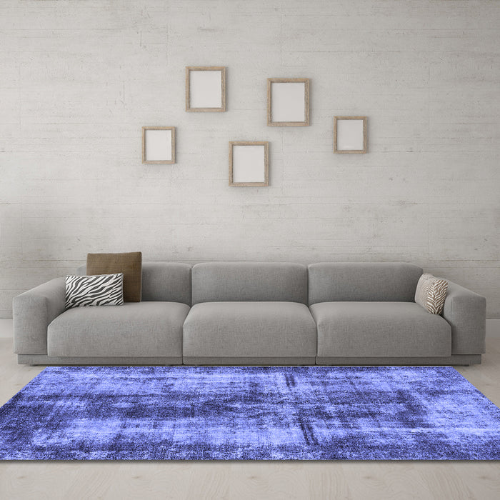 Machine Washable Oriental Blue Modern Rug in a Living Room, wshabs2319blu