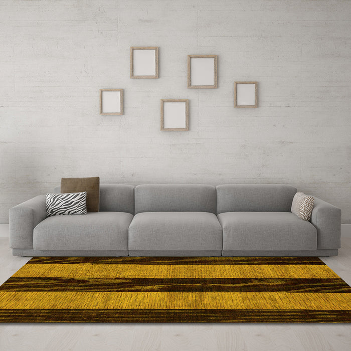 Machine Washable Abstract Yellow Modern Rug in a Living Room, wshabs231yw