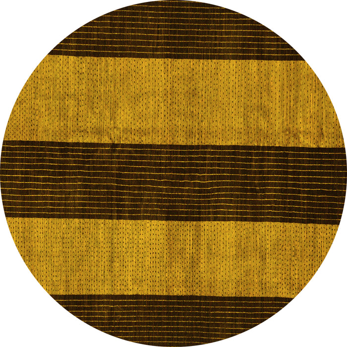 Round Machine Washable Abstract Yellow Modern Rug, wshabs231yw