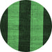 Round Abstract Emerald Green Modern Rug, abs231emgrn