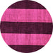 Round Machine Washable Abstract Pink Modern Rug, wshabs231pnk