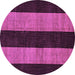 Round Machine Washable Abstract Purple Modern Area Rugs, wshabs231pur