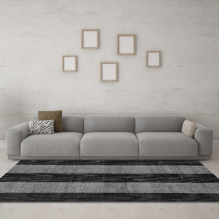 Machine Washable Abstract Gray Modern Rug in a Living Room,, wshabs231gry