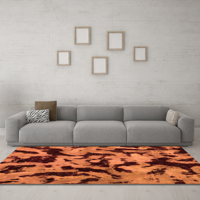 Machine Washable Oriental Orange Modern Area Rugs in a Living Room, wshabs2320org