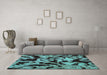 Machine Washable Oriental Turquoise Modern Area Rugs in a Living Room,, wshabs2320turq