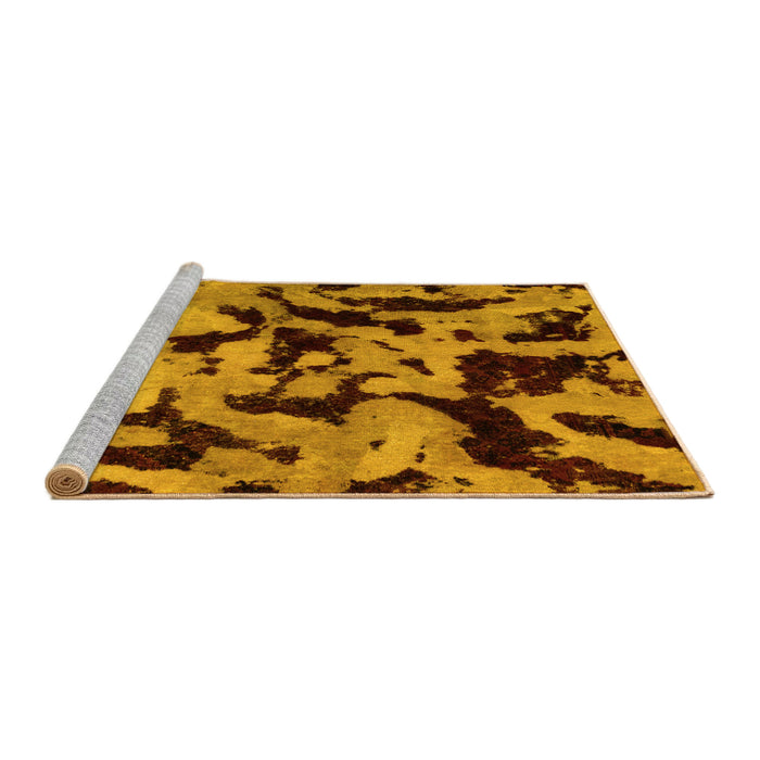 Sideview of Machine Washable Oriental Yellow Modern Rug, wshabs2320yw