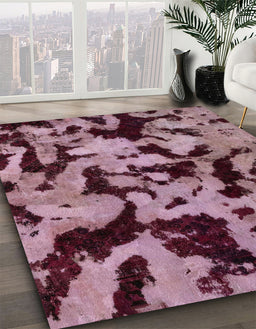 Machine Washable Abstract Plum Purple Rug in a Family Room, wshabs2320