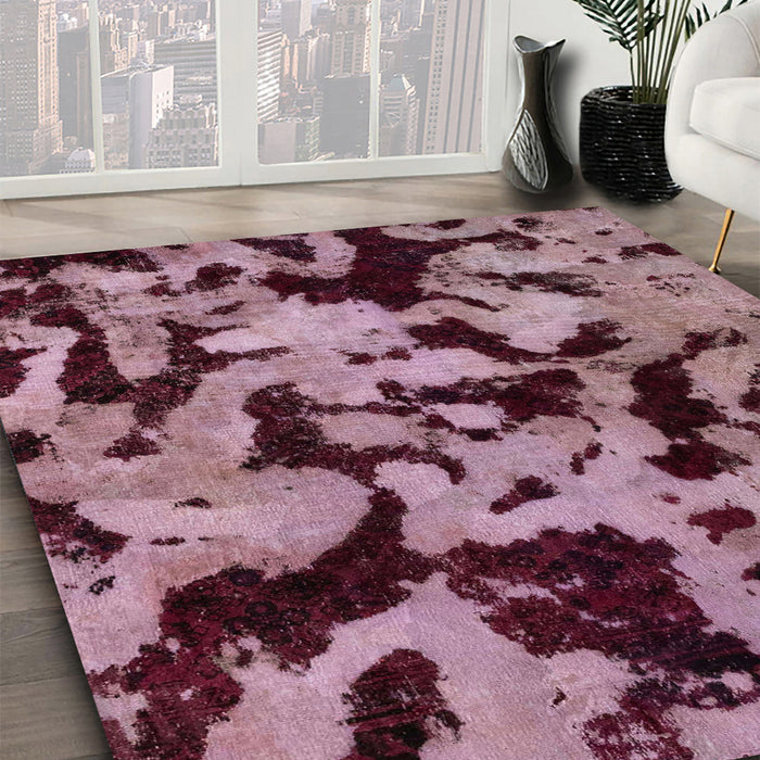 Machine Washable Abstract Plum Purple Rug in a Family Room, wshabs2320