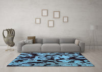 Machine Washable Oriental Light Blue Modern Rug, wshabs2320lblu