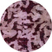 Round Abstract Plum Purple Oriental Rug, abs2320