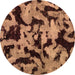 Round Machine Washable Oriental Brown Modern Rug, wshabs2320brn