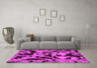 Machine Washable Oriental Pink Modern Rug in a Living Room, wshabs2320pnk