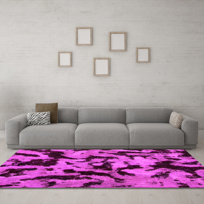 Machine Washable Oriental Pink Modern Rug in a Living Room, wshabs2320pnk