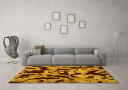 Machine Washable Oriental Yellow Modern Rug in a Living Room, wshabs2320yw
