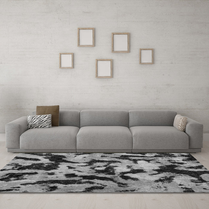 Machine Washable Oriental Gray Modern Rug in a Living Room,, wshabs2320gry