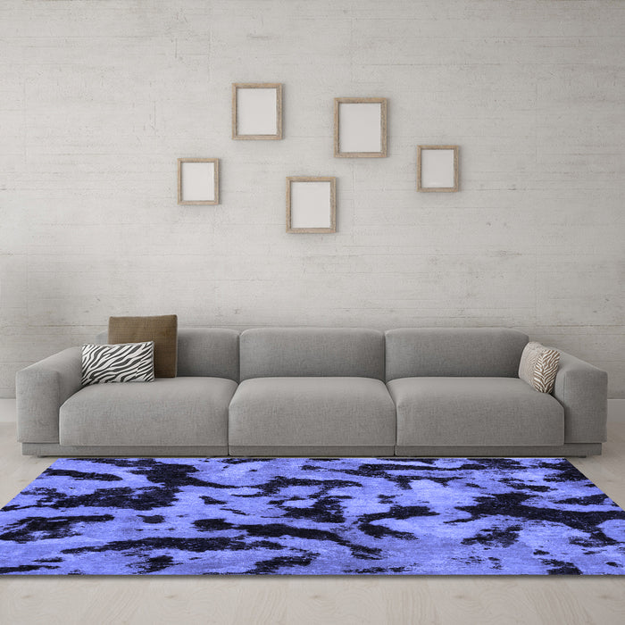Machine Washable Oriental Blue Modern Rug in a Living Room, wshabs2320blu