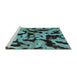 Sideview of Machine Washable Oriental Turquoise Modern Area Rugs, wshabs2320turq