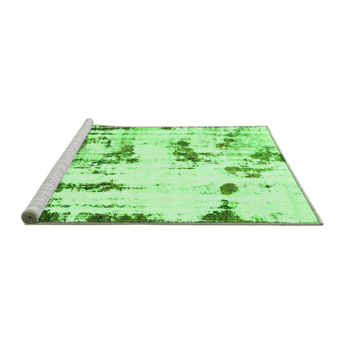 Sideview of Machine Washable Abstract Green Modern Area Rugs, wshabs2321grn