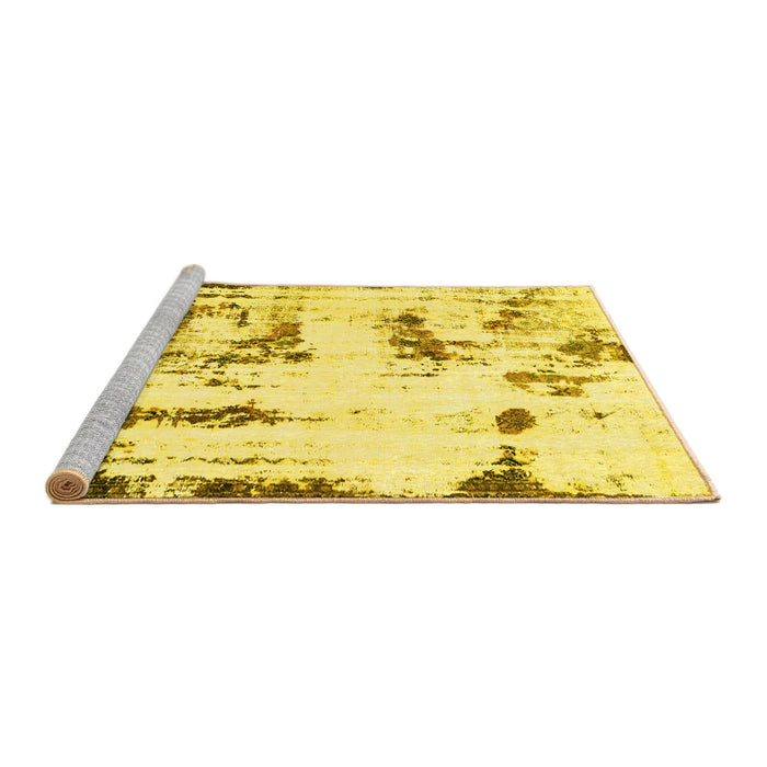 Sideview of Machine Washable Abstract Yellow Modern Rug, wshabs2321yw
