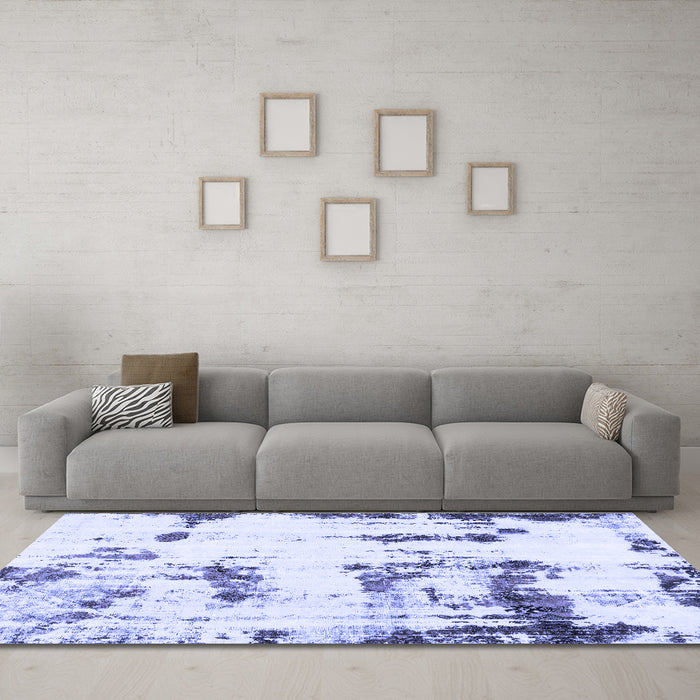 Machine Washable Abstract Blue Modern Rug in a Living Room, wshabs2321blu