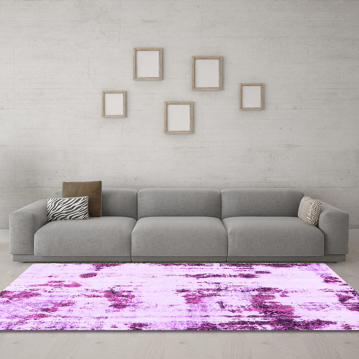 Machine Washable Abstract Purple Modern Area Rugs in a Living Room, wshabs2321pur