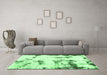 Machine Washable Abstract Emerald Green Modern Area Rugs in a Living Room,, wshabs2321emgrn