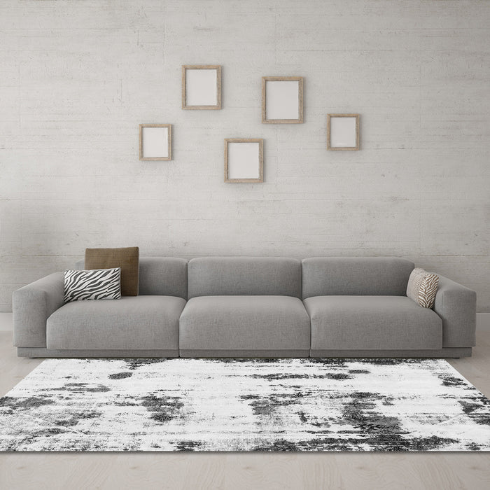 Machine Washable Abstract Gray Modern Rug in a Living Room,, wshabs2321gry