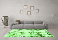 Machine Washable Abstract Green Modern Rug, wshabs2321grn