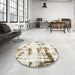 Round Abstract Brown Modern Rug in a Office, abs2321