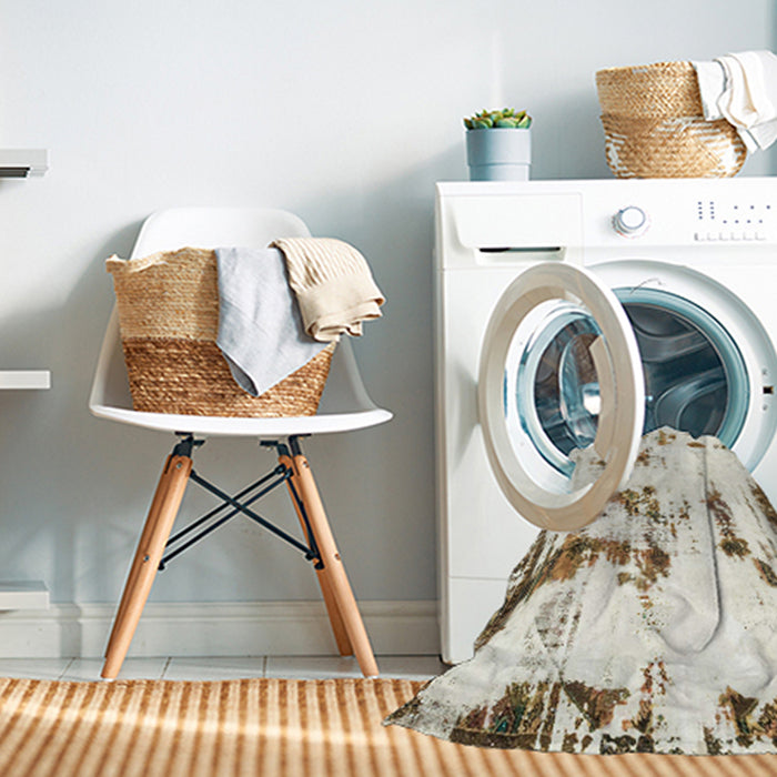 Machine Washable Abstract Brown Rug in a Washing Machine, wshabs2321