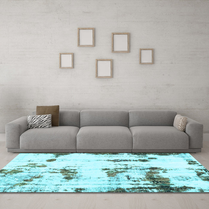 Machine Washable Abstract Light Blue Modern Rug in a Living Room, wshabs2321lblu