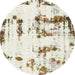 Round Machine Washable Abstract Brown Rug, wshabs2321